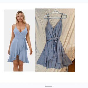 Halara Airy Deep VNeck Adjustable Strap Backless Belted Ruffle Hem Midi XL